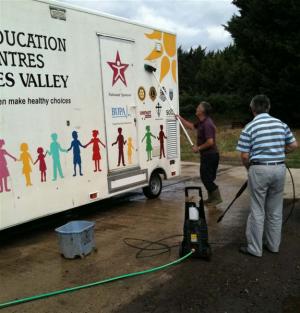 Club members after cleaning the mobile classroom earlier this year.
